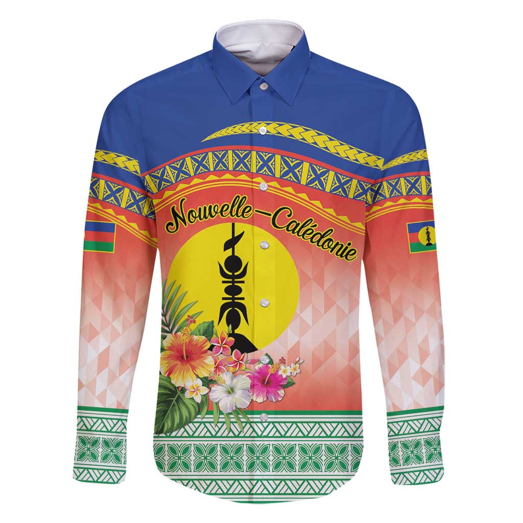 New Caledonia Nautilus Shell Family Matching Summer Maxi Dress and Hawaiian Shirt Polynesian Tropical Flowers LT9 Dad's Shirt - Long Sleeve Red - Polynesian Pride