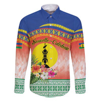 New Caledonia Nautilus Shell Family Matching Summer Maxi Dress and Hawaiian Shirt Polynesian Tropical Flowers LT9 Dad's Shirt - Long Sleeve Red - Polynesian Pride