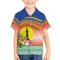 New Caledonia Nautilus Shell Family Matching Summer Maxi Dress and Hawaiian Shirt Polynesian Tropical Flowers LT9 Son's Shirt Red - Polynesian Pride