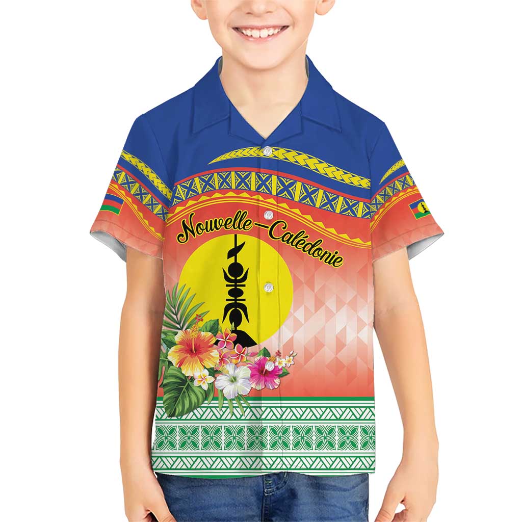 New Caledonia Nautilus Shell Kid Hawaiian Shirt Polynesian Tropical Flowers LT9 Kid Red - Polynesian Pride