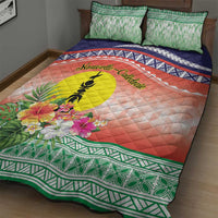New Caledonia Nautilus Shell Quilt Bed Set Polynesian Tropical Flowers