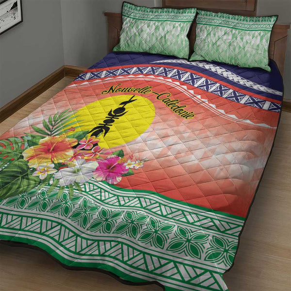 New Caledonia Nautilus Shell Quilt Bed Set Polynesian Tropical Flowers LT9