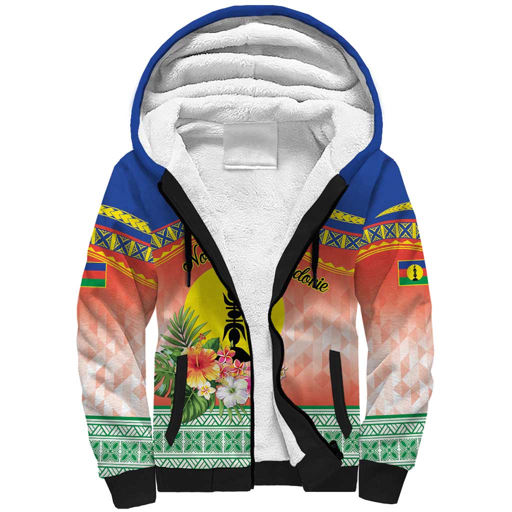 New Caledonia Nautilus Shell Sherpa Hoodie Polynesian Tropical Flowers LT9 Unisex Red - Polynesian Pride