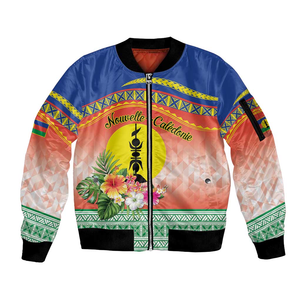New Caledonia Nautilus Shell Sleeve Zip Bomber Jacket Polynesian Tropical Flowers LT9 Unisex Red - Polynesian Pride