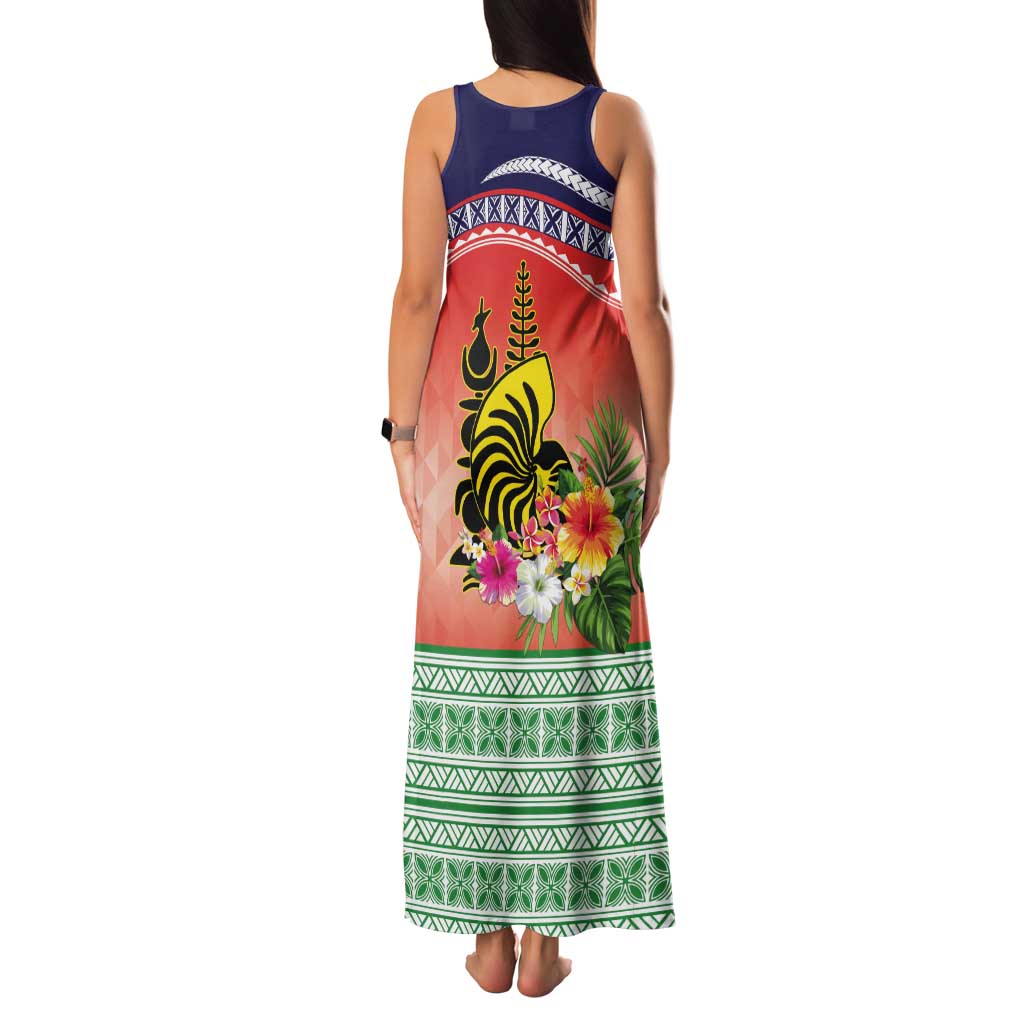 New Caledonia Nautilus Shell Tank Maxi Dress Polynesian Tropical Flowers