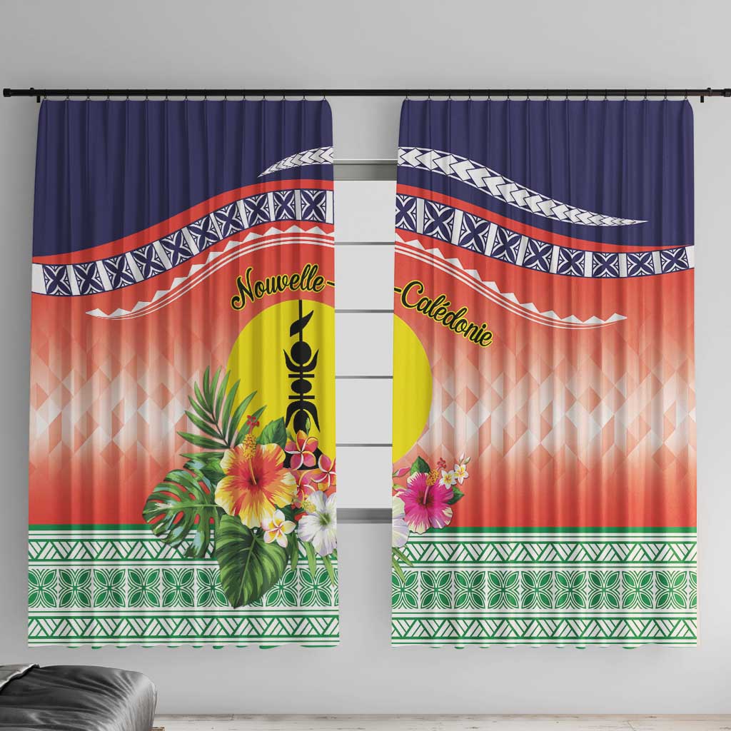 New Caledonia Nautilus Shell Window Curtain Polynesian Tropical Flowers LT9 With Hooks Red - Polynesian Pride