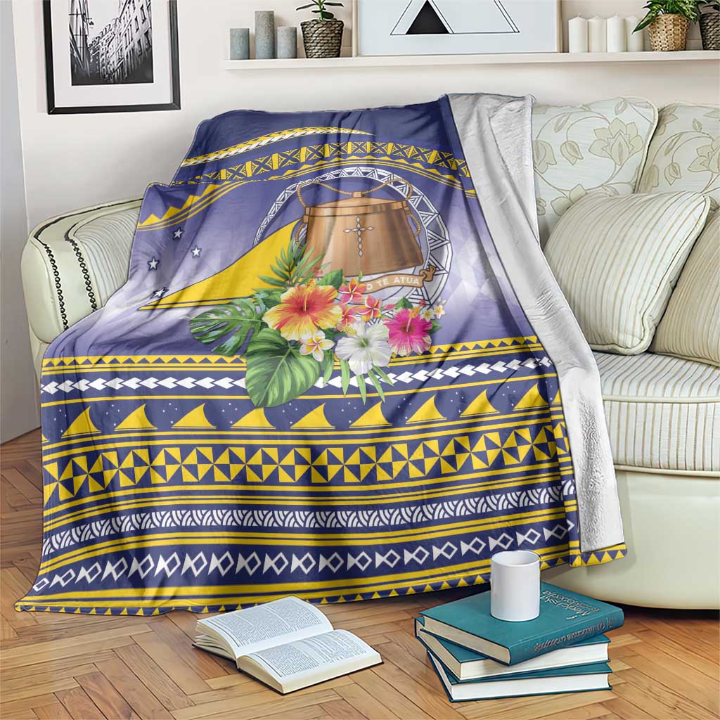 Tokelau Tuluma Blanket Polynesian Tropical Flowers LT9 Blue - Polynesian Pride