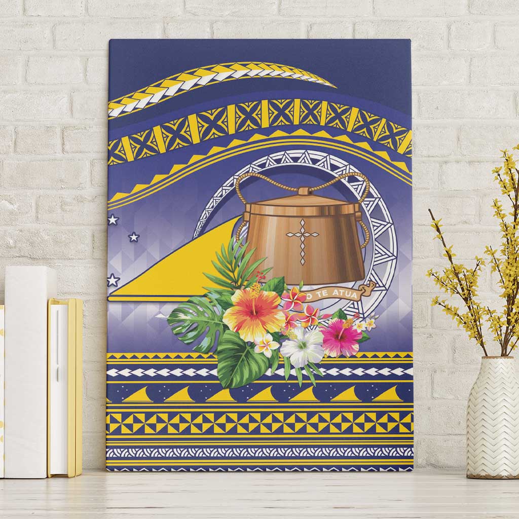 Tokelau Tuluma Canvas Wall Art Polynesian Tropical Flowers LT9 Without Frame Blue - Polynesian Pride