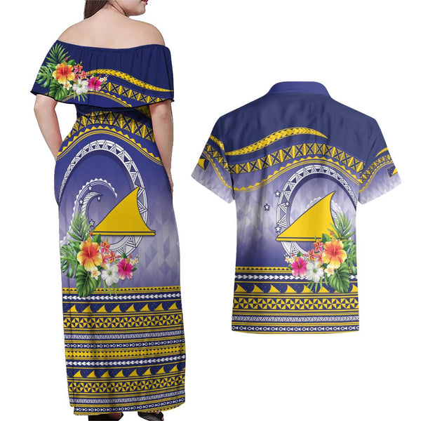 Tokelau Short Sleeve Off The Shoulder Lady Dress Tropical Flower main image 0