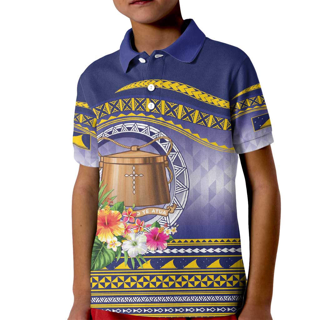 Tokelau Tuluma Kid Polo Shirt Polynesian Tropical Flowers LT9 Kid Blue - Polynesian Pride