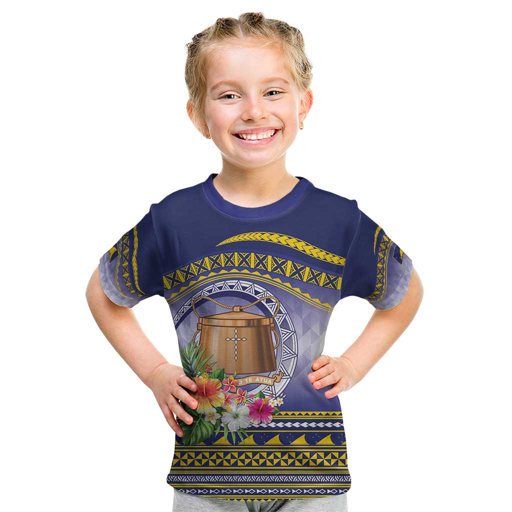 Tokelau Tuluma Kid T Shirt Polynesian Tropical Flowers LT9 Blue - Polynesian Pride