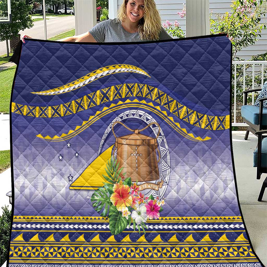 Tokelau Tuluma Quilt Polynesian Tropical Flowers LT9 Blue - Polynesian Pride