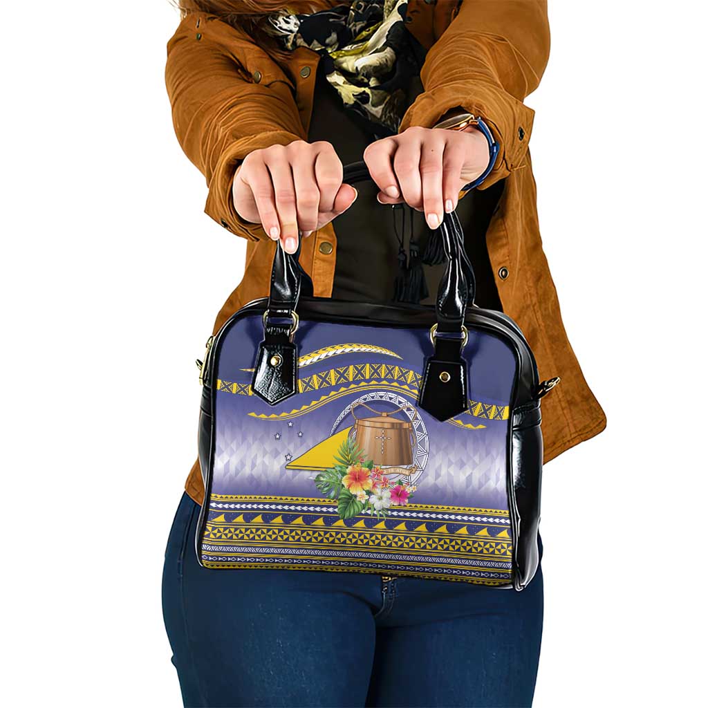 Tokelau Tuluma Shoulder Handbag Polynesian Tropical Flowers LT9 One Size Blue - Polynesian Pride