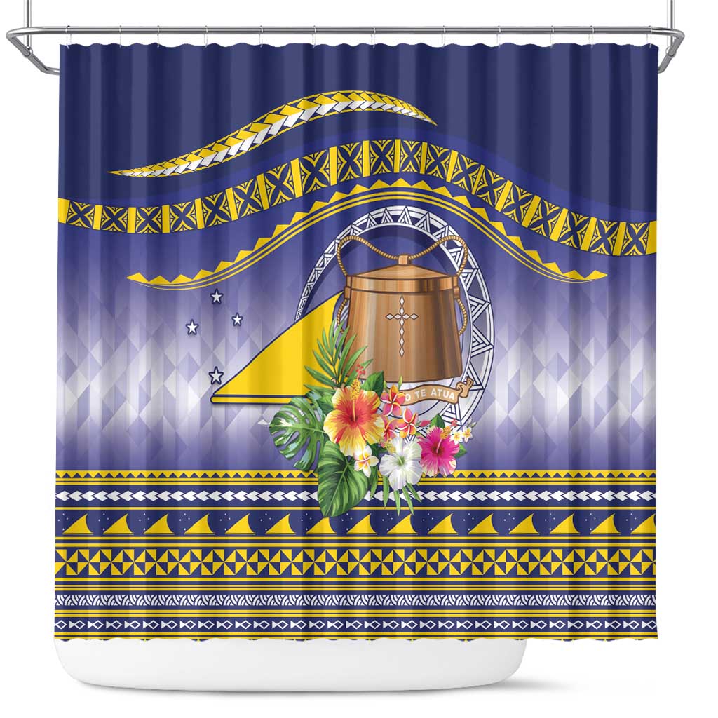 Tokelau Tuluma Shower Curtain Polynesian Tropical Flowers LT9 Blue - Polynesian Pride
