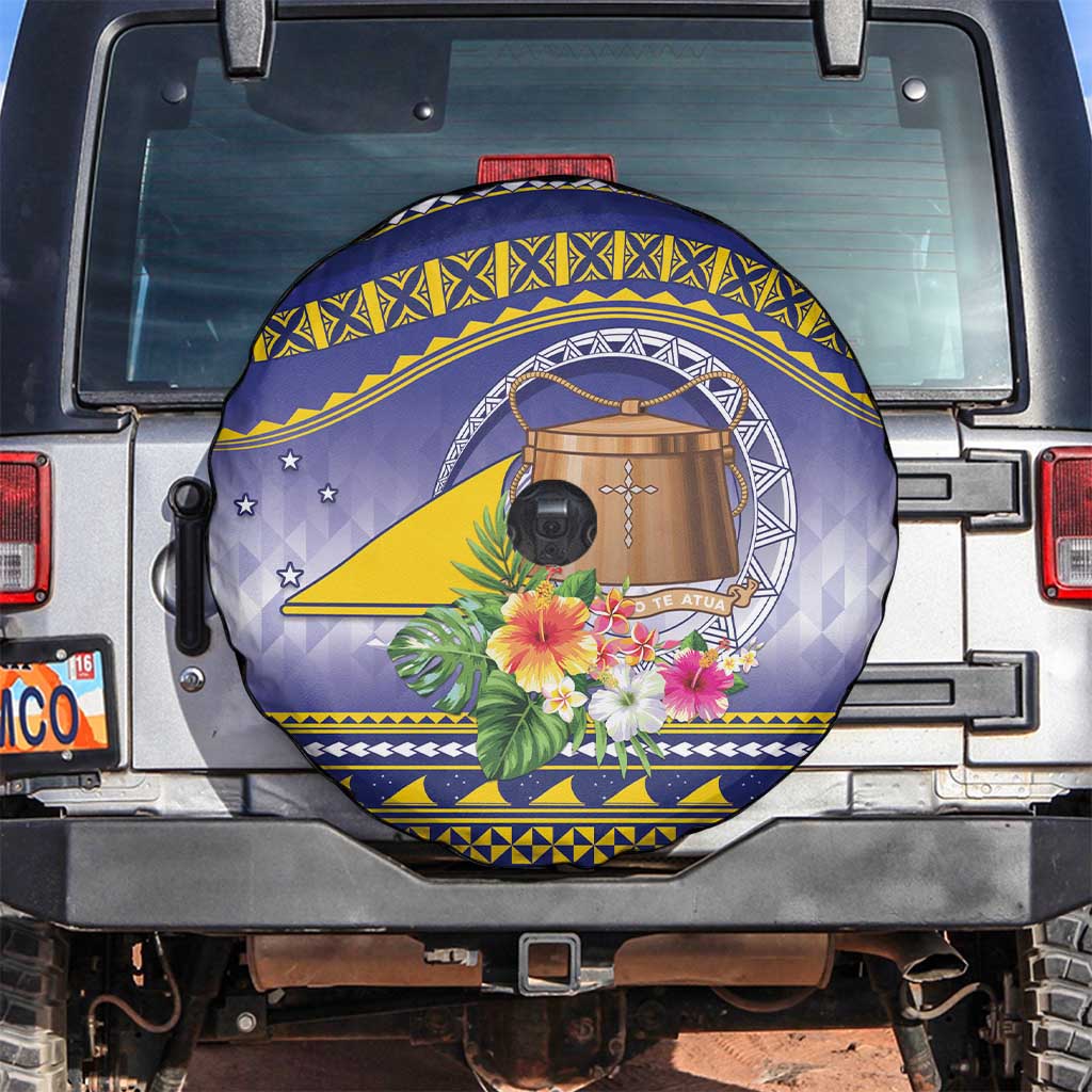 Tokelau Tuluma Spare Tire Cover Polynesian Tropical Flowers LT9 Blue - Polynesian Pride