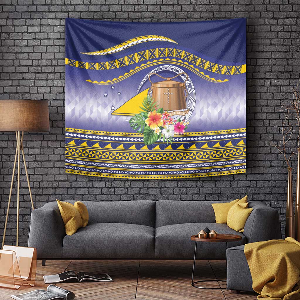 Tokelau Tuluma Tapestry Polynesian Tropical Flowers LT9 Blue - Polynesian Pride