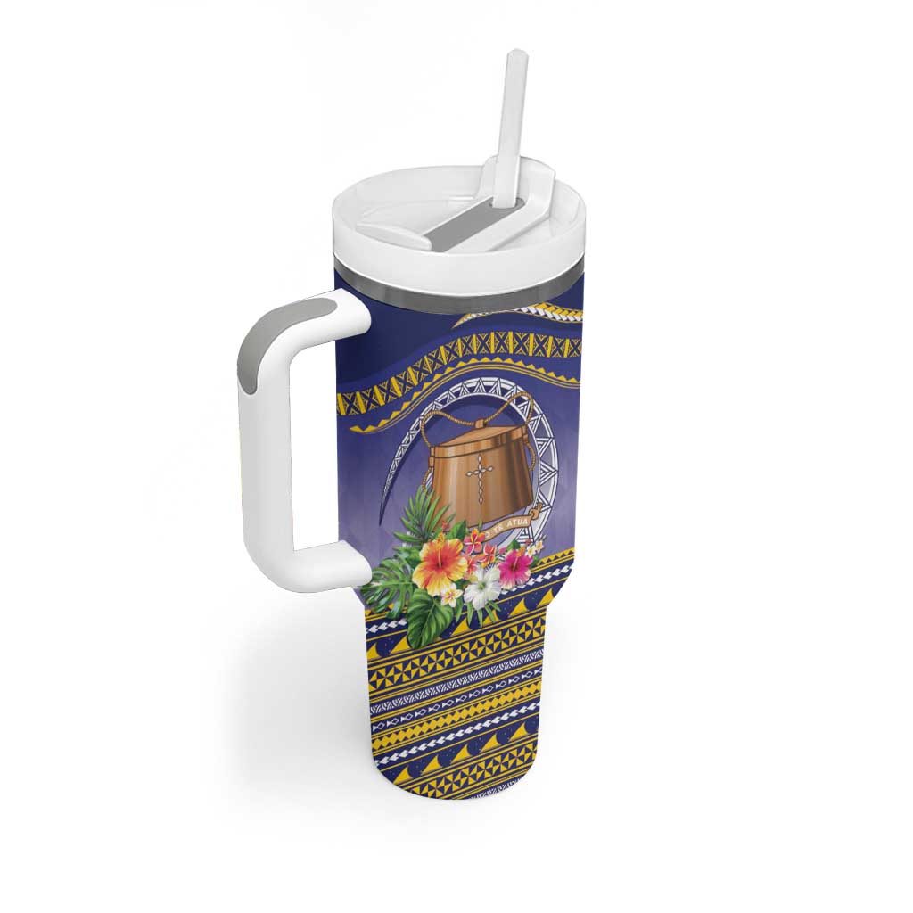 Tokelau Tuluma Tumbler With Handle Polynesian Tropical Flowers LT9 - Polynesian Pride