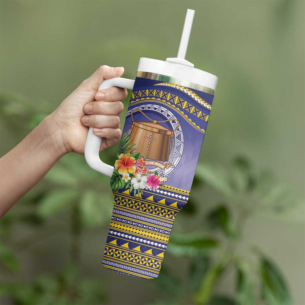 Tokelau Tuluma Tumbler With Handle Polynesian Tropical Flowers LT9 - Polynesian Pride