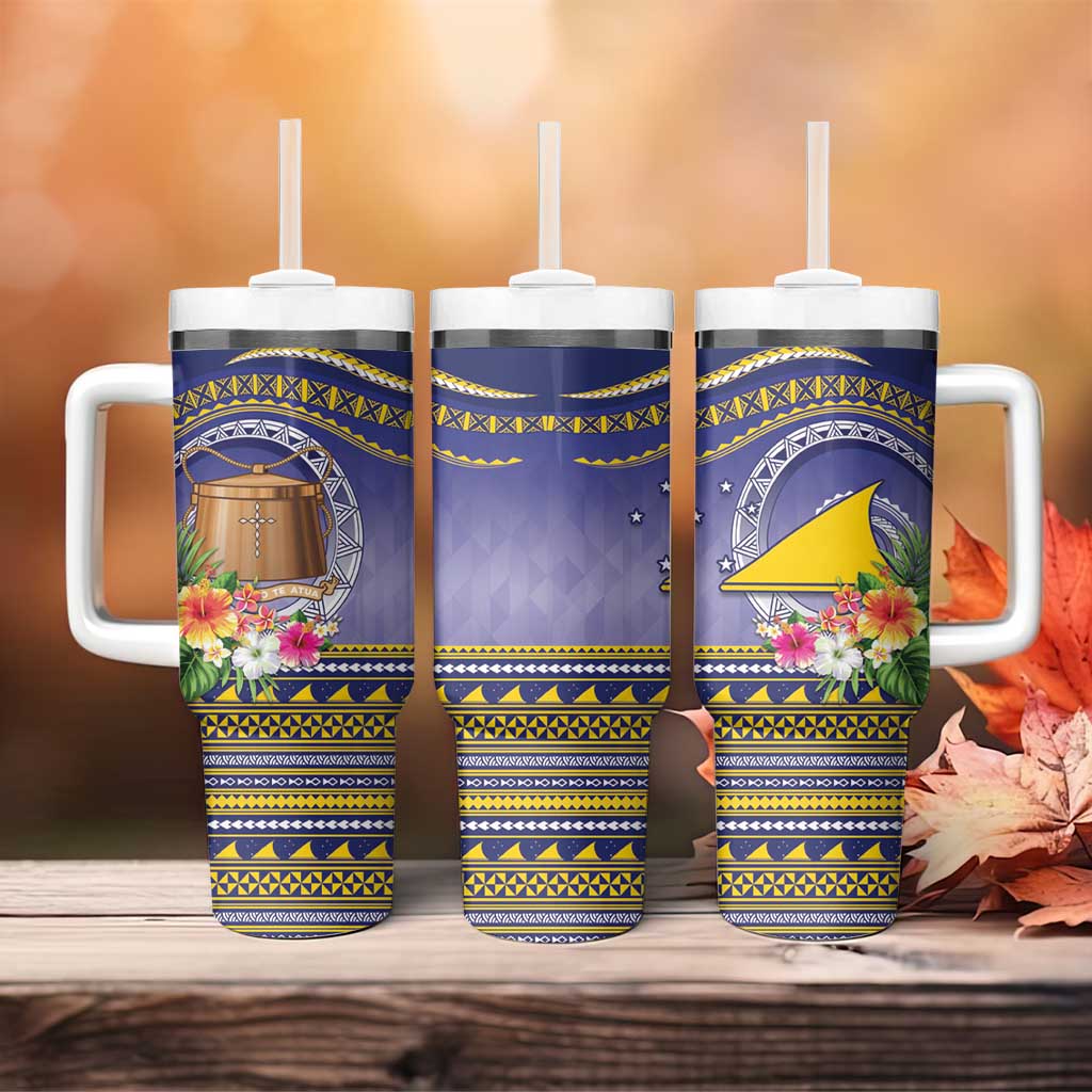 Tokelau Tuluma Tumbler With Handle Polynesian Tropical Flowers LT9 - Polynesian Pride