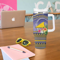 Tokelau Tuluma Tumbler With Handle Polynesian Tropical Flowers LT9 - Polynesian Pride