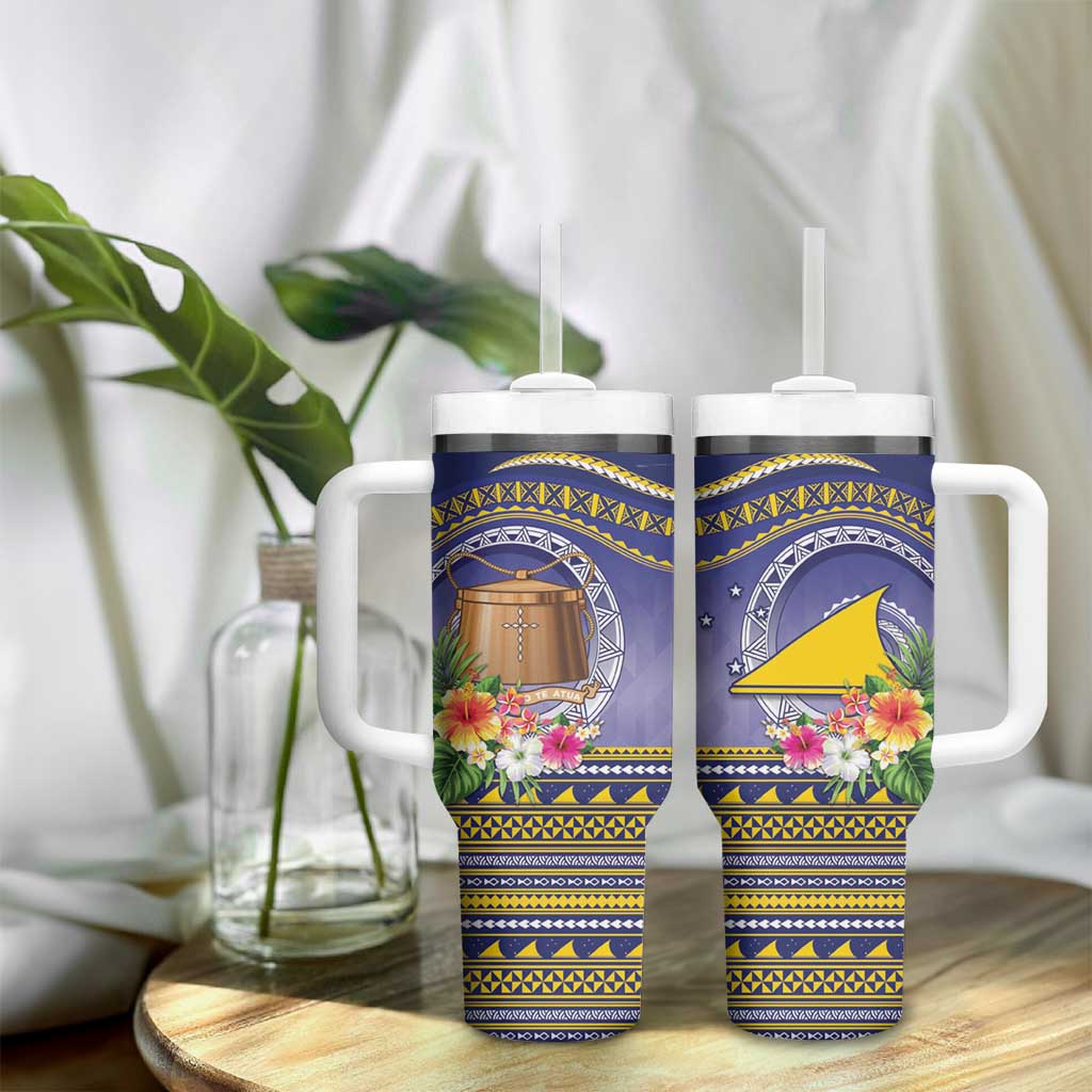 Tokelau Tuluma Tumbler With Handle Polynesian Tropical Flowers LT9 - Polynesian Pride