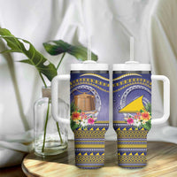 Tokelau Tuluma Tumbler With Handle Polynesian Tropical Flowers LT9 - Polynesian Pride