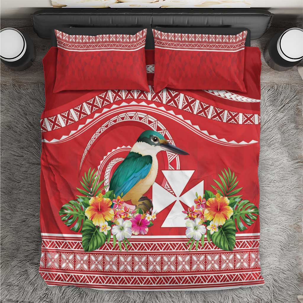 Wallis et Futuna Kingfisher Bedding Set Polynesian Tropical Flowers LT9 Red - Polynesian Pride