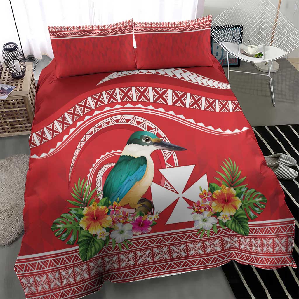 Wallis et Futuna Kingfisher Bedding Set Polynesian Tropical Flowers