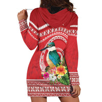 Wallis et Futuna Kingfisher Hoodie Dress Polynesian Tropical Flowers