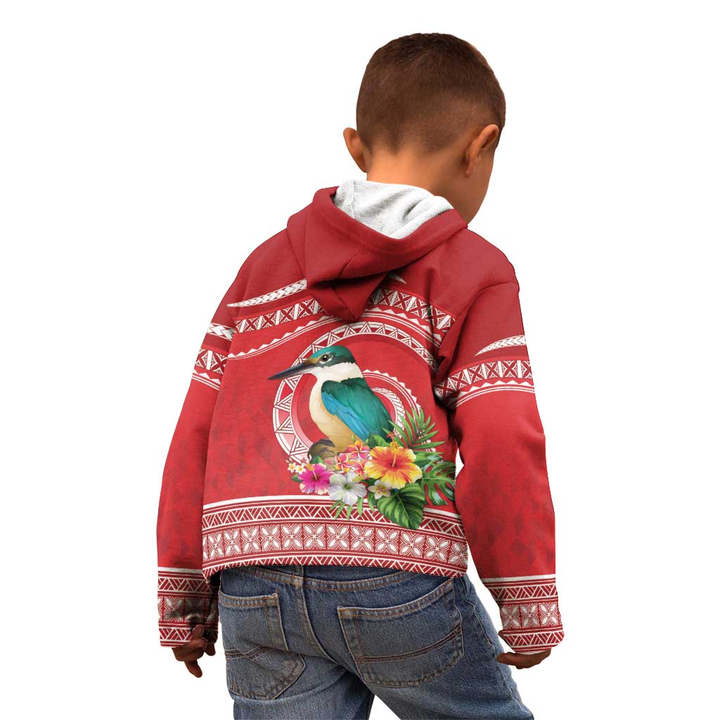 Wallis et Futuna Kingfisher Kid Hoodie Polynesian Tropical Flowers