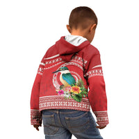 Wallis et Futuna Kingfisher Kid Hoodie Polynesian Tropical Flowers