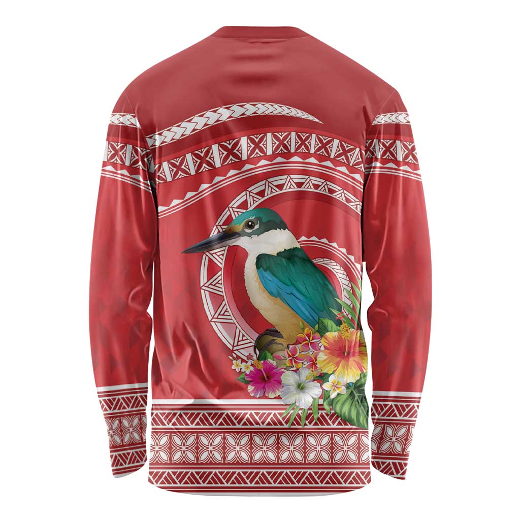 Wallis et Futuna Kingfisher Long Sleeve Shirt Polynesian Tropical Flowers