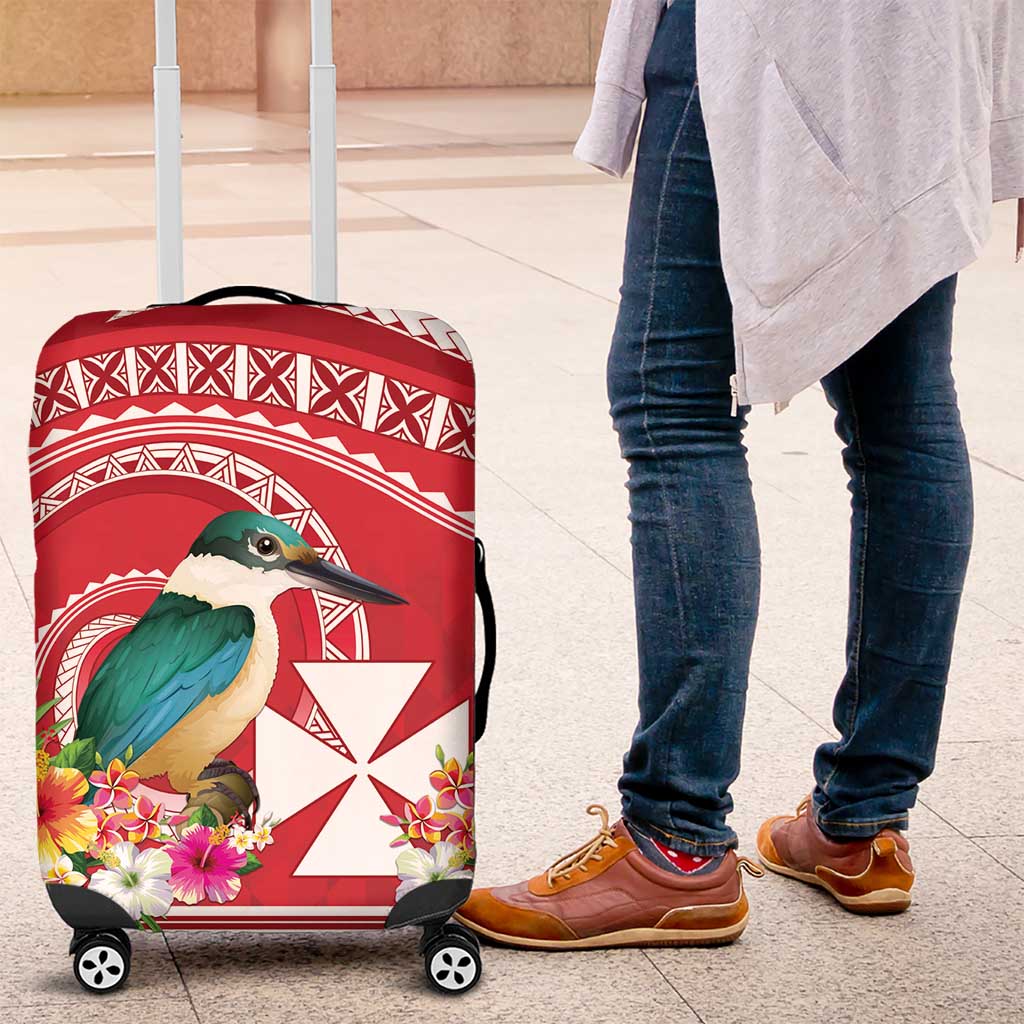 Wallis et Futuna Kingfisher Luggage Cover Polynesian Tropical Flowers LT9 Red - Polynesian Pride