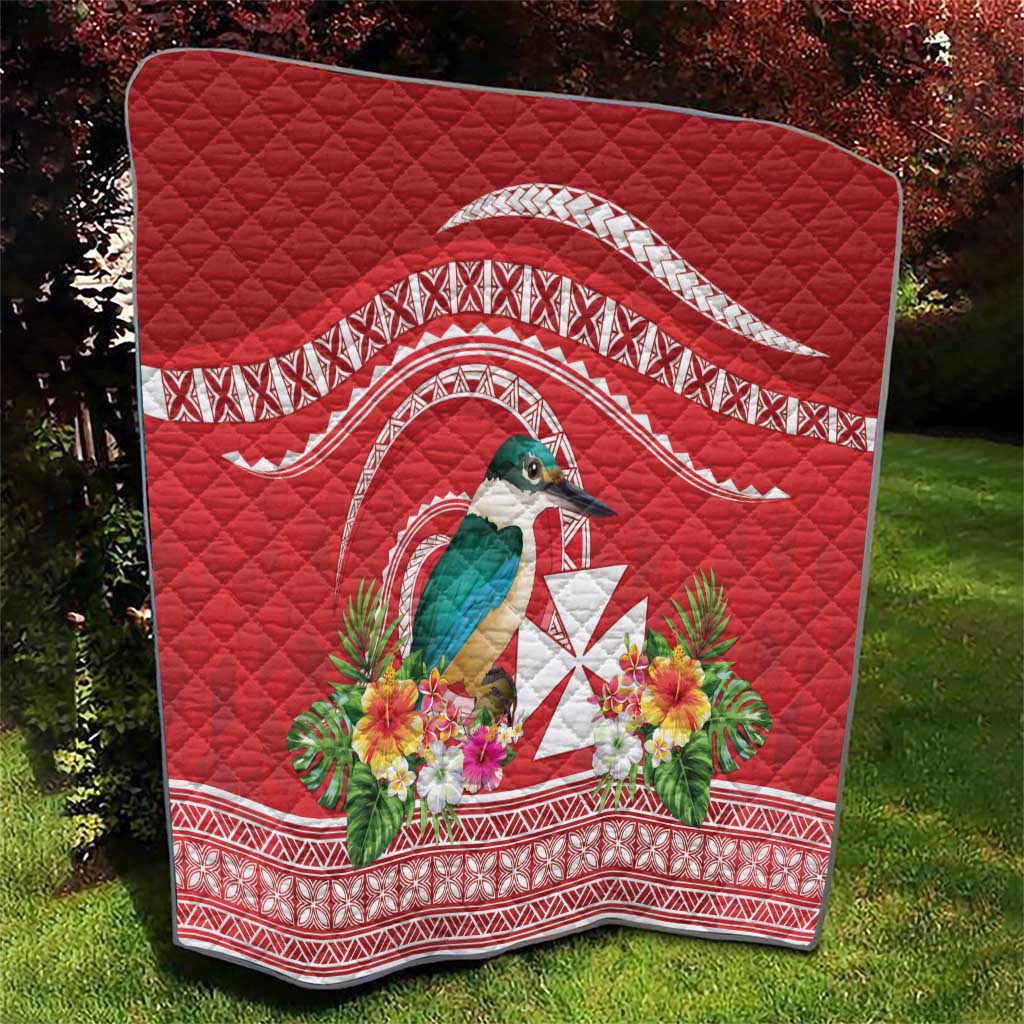 Wallis et Futuna Kingfisher Quilt Polynesian Tropical Flowers