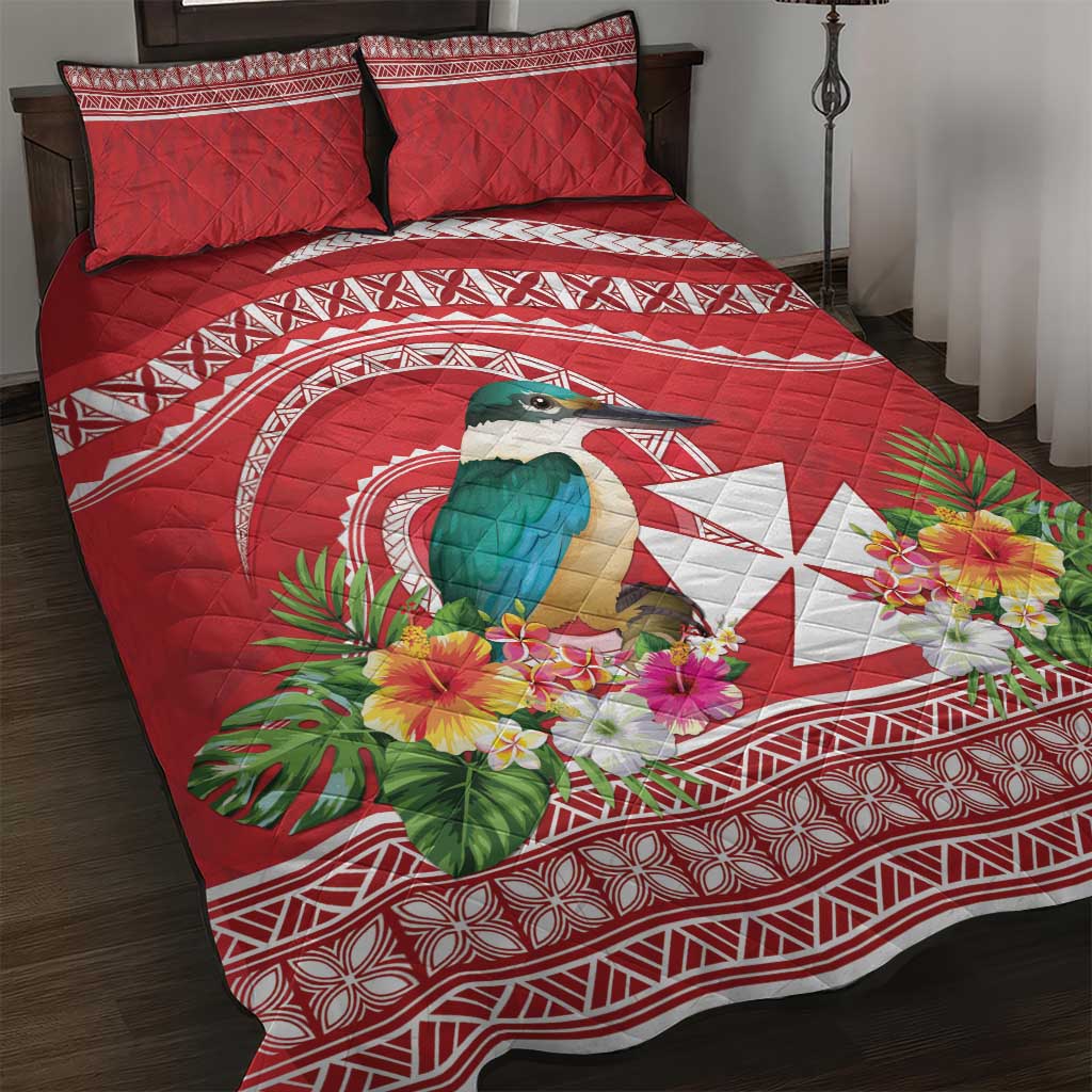 Wallis et Futuna Kingfisher Quilt Bed Set Polynesian Tropical Flowers LT9 Red - Polynesian Pride