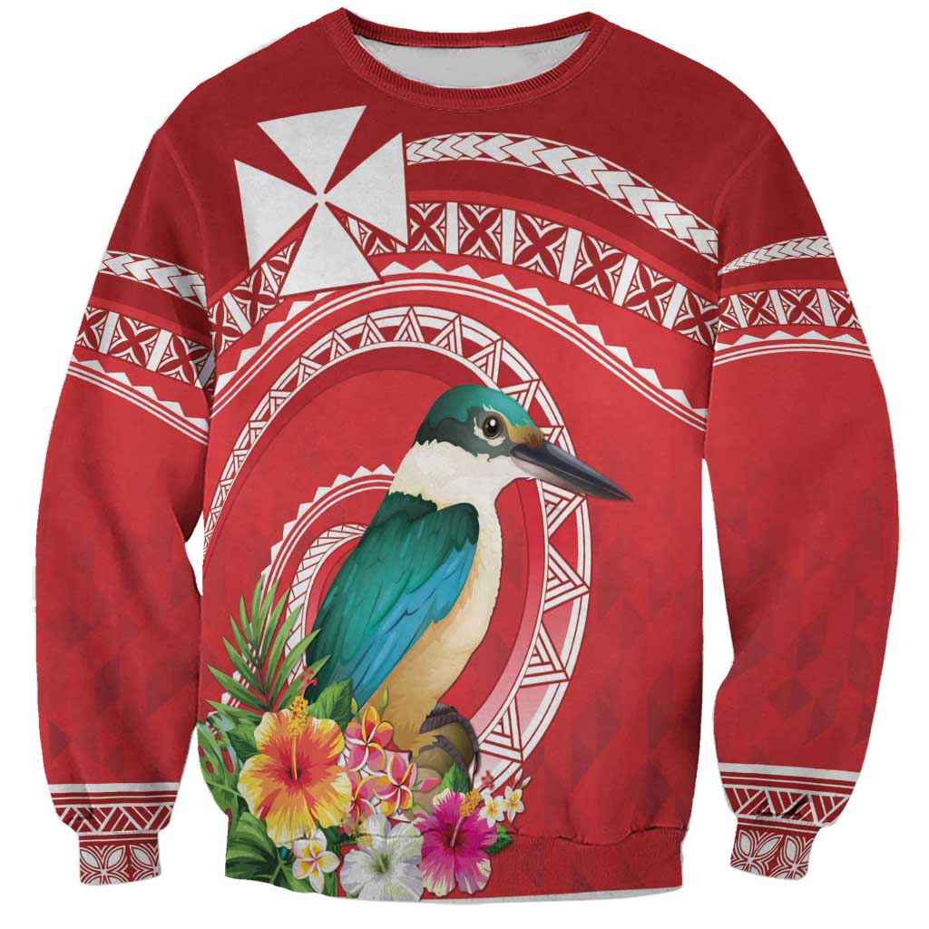 Wallis et Futuna Kingfisher Sweatshirt Polynesian Tropical Flowers