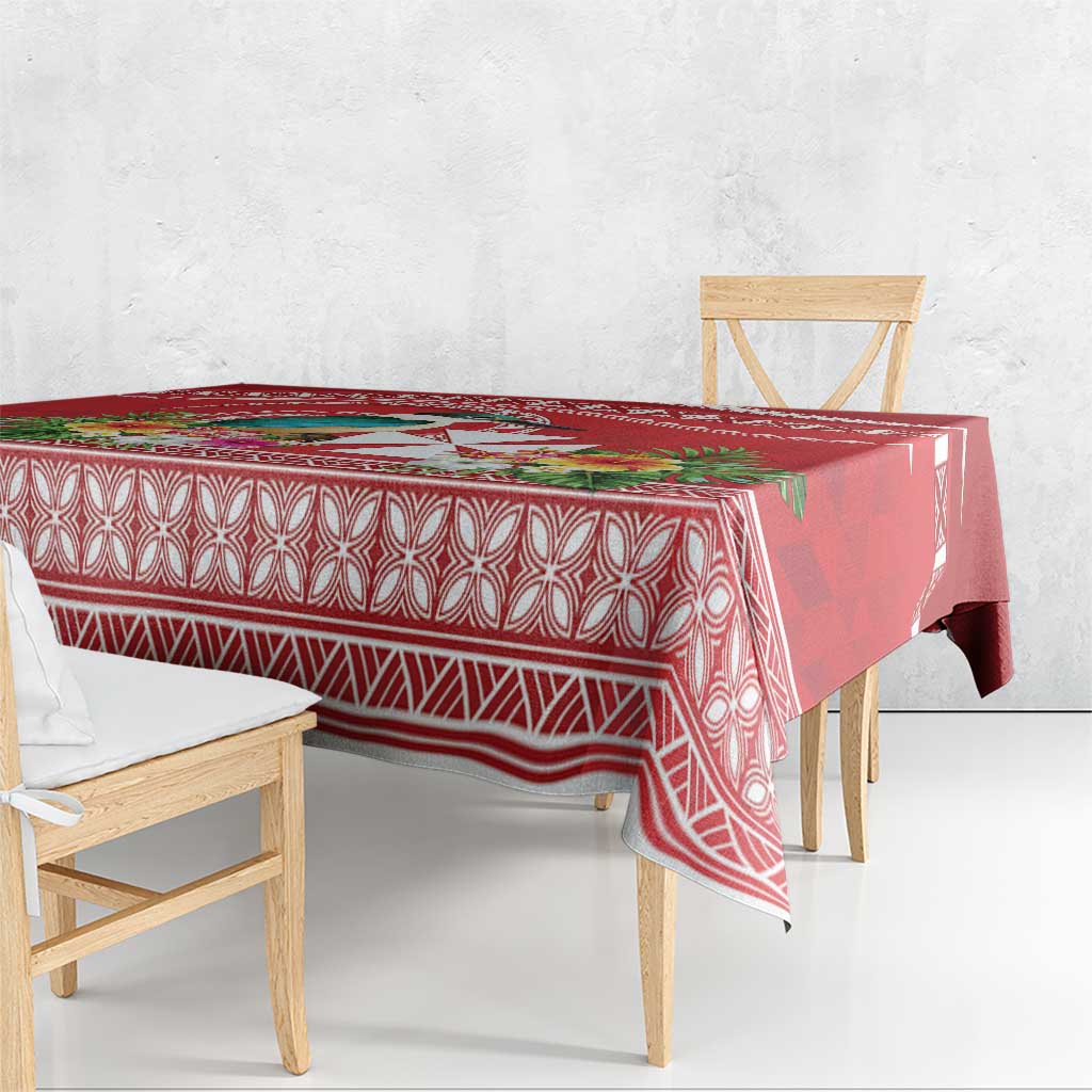 Wallis et Futuna Kingfisher Tablecloth Polynesian Tropical Flowers