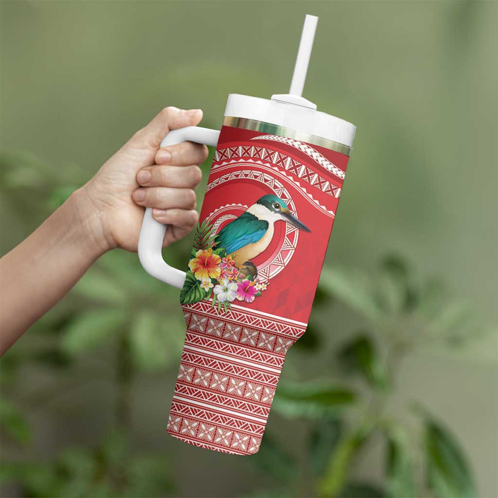 Wallis et Futuna Kingfisher Tumbler With Handle Polynesian Tropical Flowers