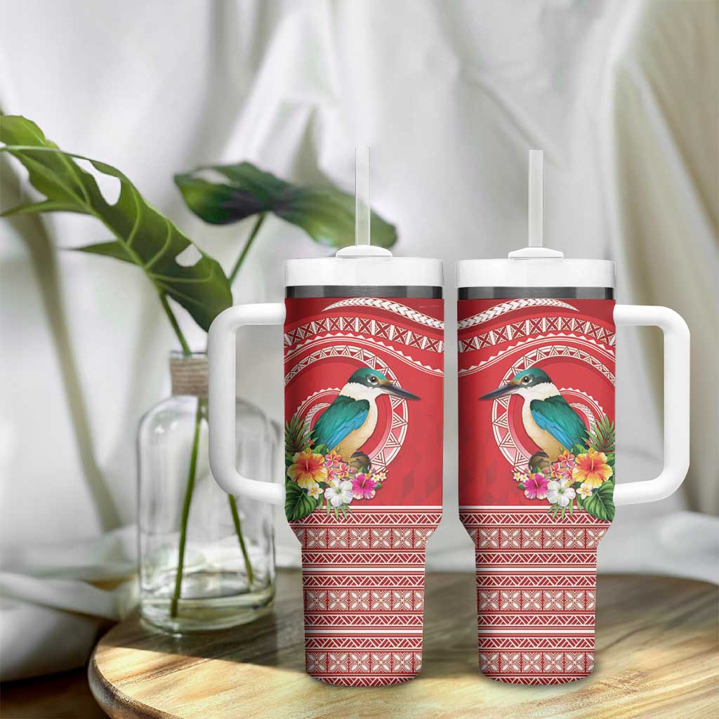 Wallis et Futuna Kingfisher Tumbler With Handle Polynesian Tropical Flowers