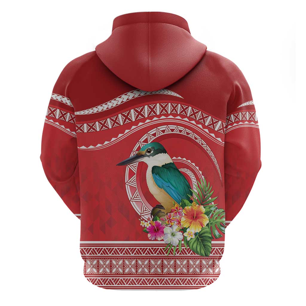 Wallis et Futuna Kingfisher Zip Hoodie Polynesian Tropical Flowers LT9 - Polynesian Pride