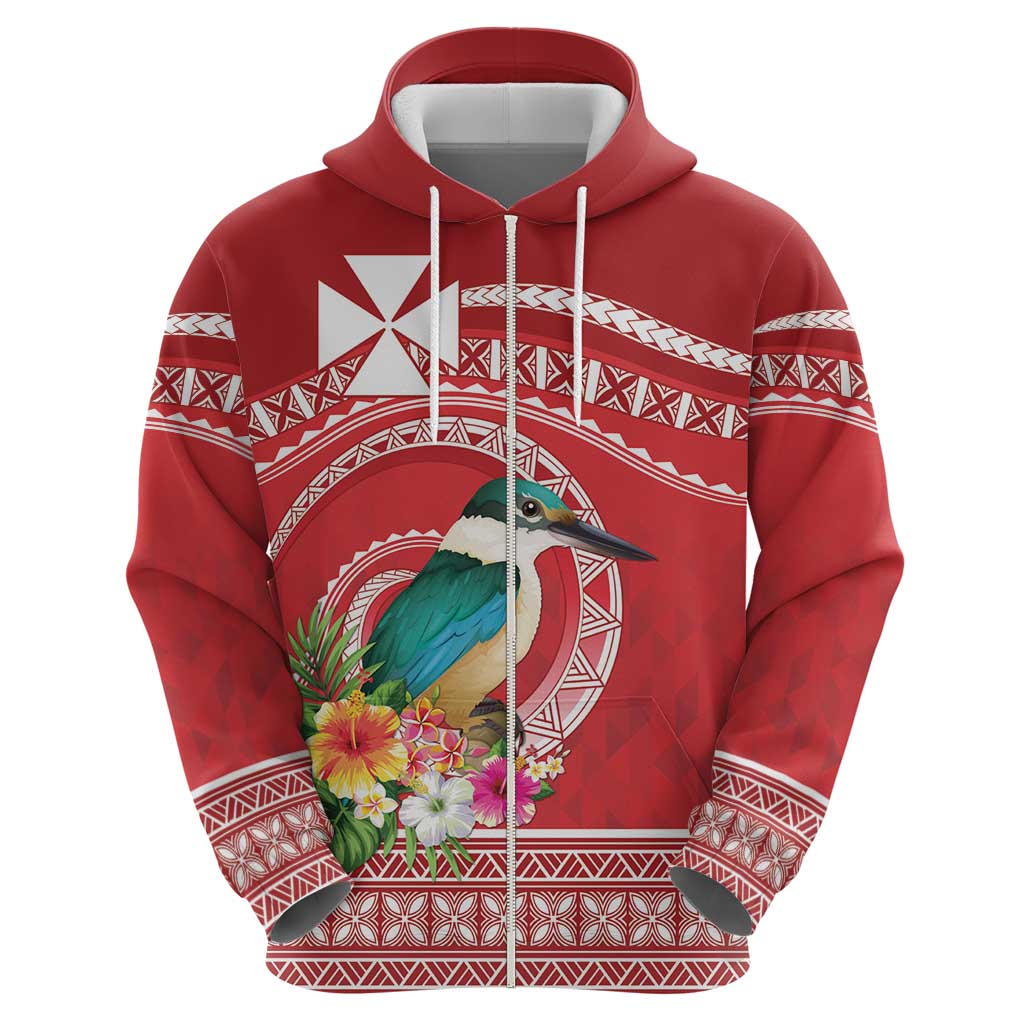 Wallis et Futuna Kingfisher Zip Hoodie Polynesian Tropical Flowers LT9 - Polynesian Pride