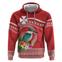 Wallis et Futuna Kingfisher Zip Hoodie Polynesian Tropical Flowers LT9 Pullover Hoodie Red - Polynesian Pride