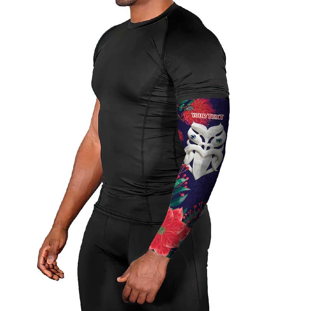 Maori Wheku Meri Kirihimete Personalised Arm Sleeves All Blue Indigenous Maori Motif LT9 - Polynesian Pride