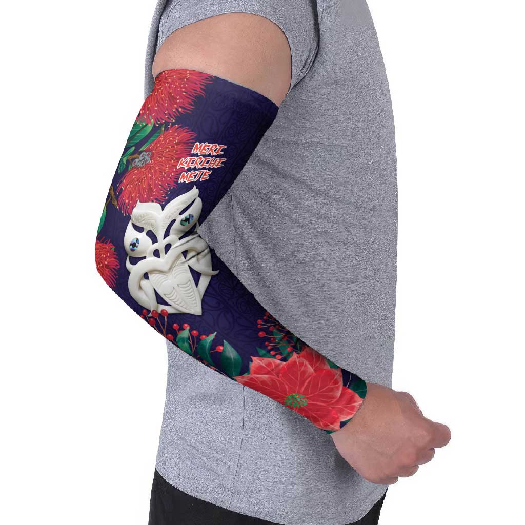 Maori Wheku Meri Kirihimete Personalised Arm Sleeves All Blue Indigenous Maori Motif LT9 - Polynesian Pride
