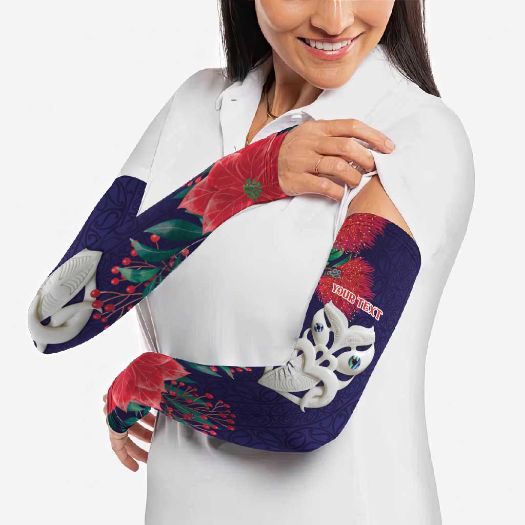 Maori Wheku Meri Kirihimete Personalised Arm Sleeves All Blue Indigenous Maori Motif LT9 - Polynesian Pride
