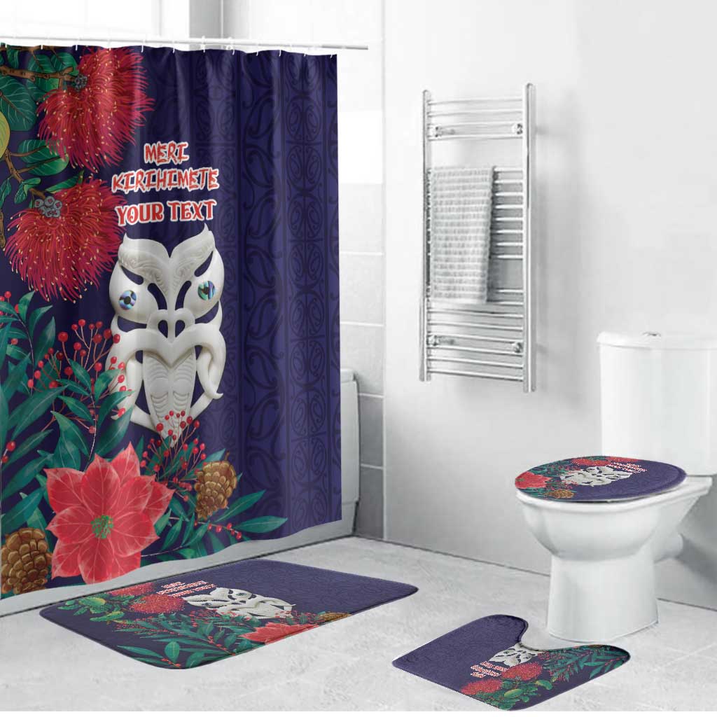 Maori Wheku Meri Kirihimete Personalised Bathroom Set All Blue Indigenous Maori Motif LT9 Bathroom Set (4 pcs) Blue - Polynesian Pride