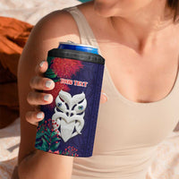 Maori Wheku Meri Kirihimete Personalised 4 in 1 Can Cooler Tumbler All Blue Indigenous Maori Motif - Polynesian Pride