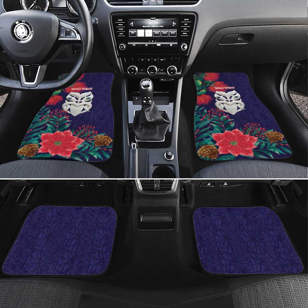 Maori Wheku Meri Kirihimete Personalised Car Mats All Blue Indigenous Maori Motif LT9 Set 4pcs Blue - Polynesian Pride
