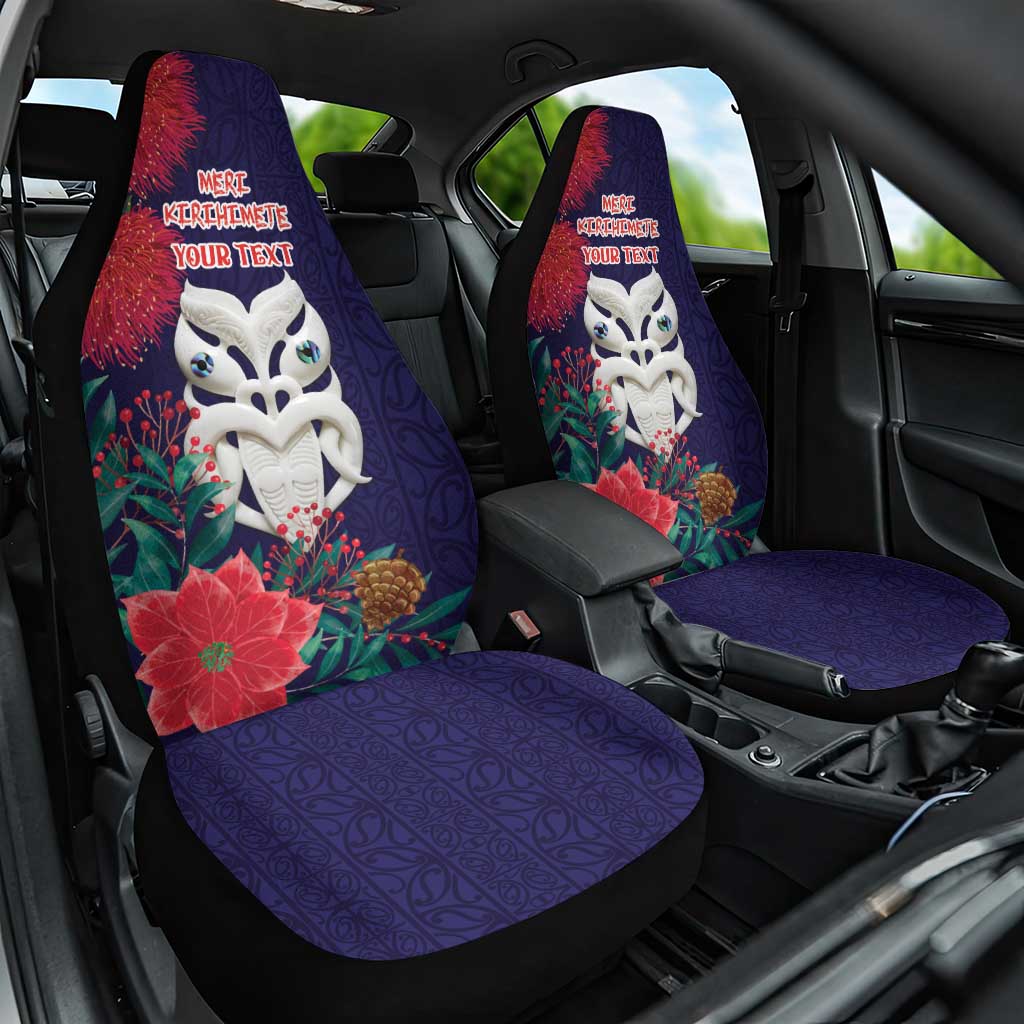 Maori Wheku Meri Kirihimete Personalised Car Seat Cover All Blue Indigenous Maori Motif - Polynesian Pride
