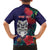 Maori Wheku Meri Kirihimete Personalised Family Matching Off The Shoulder Long Sleeve Dress and Hawaiian Shirt All Blue Indigenous Maori Motif - Polynesian Pride